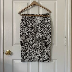 Maude Black and White Leopard Print Pencil Skirt